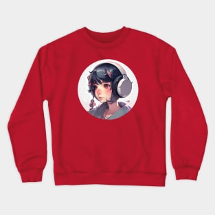 Cute headphone anime girl Crewneck Sweatshirt